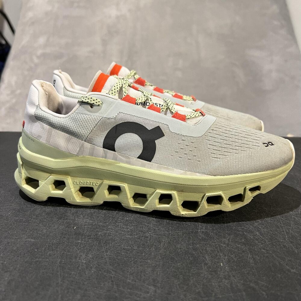 On Cloudmonster Shoes Womens 10 Gray Meadow Green Running CloudTec Athletic